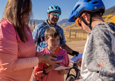 Bike riders and volunteers