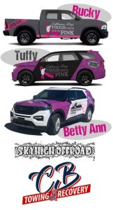 The Gunnison Tough Transportation Fleet is Bucky, Tuffy, and Betty Ann sponsored by Skyhigh Offroad and CB Towing.