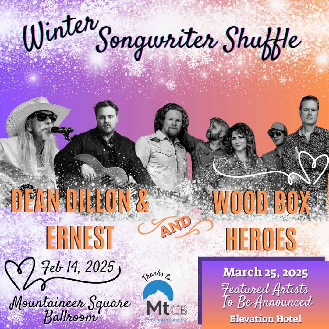 Winter Songwriter Shuffle Feb 14th 2025 Dean Dillon, Ernest, and Wood Box Heroes.