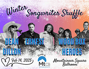 Winter Songwriter Shuffle Feb 14th 2025 Dean Dillon, Ernest, and Wood Box Heroes.