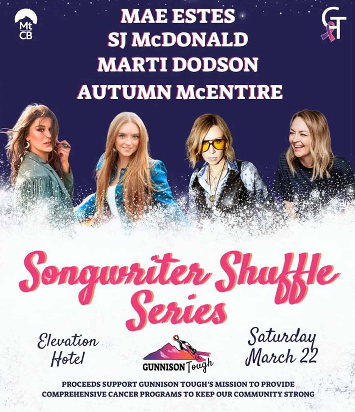 Mae Estes, SJ McDonald, Marti Dodson, and Autumn McEntire performing at the Songwriter Shuffle March 22, 2025.